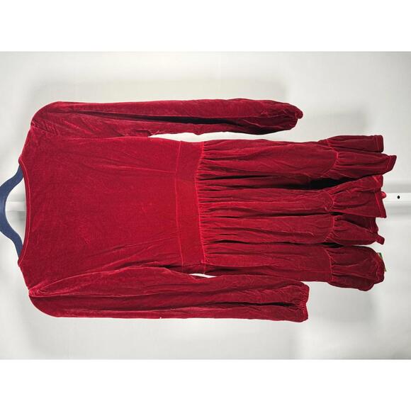 NWT Halara Deep V Neck Long Sleeve Ruffle Hem Velvet Mini Chill Dress Sangria XS - Picture 8 of 13
